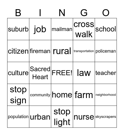 Social Studies Bingo Card