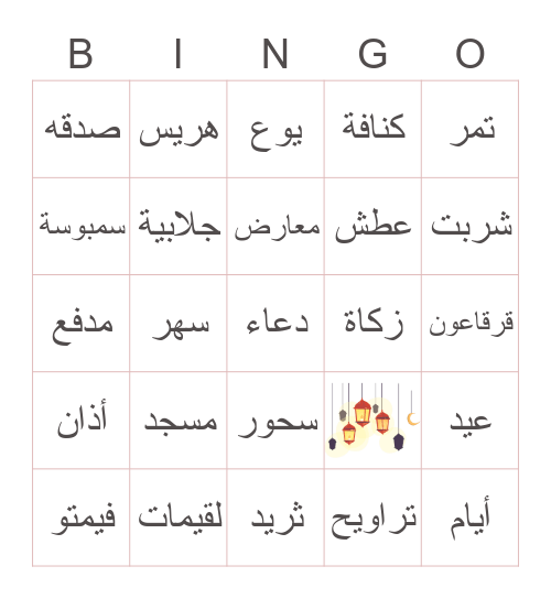 Ramadan BINGO! Bingo Card