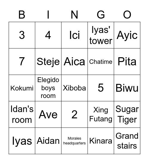 Punya Jàiden Bingo Card