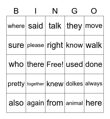 Tricky Tricky Trick Words Bingo Card