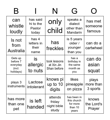 "Find Someone Who" Bingo Card