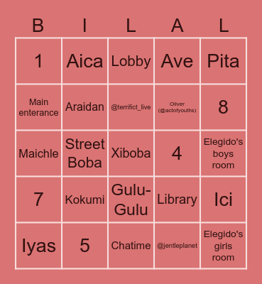 KALA'S Bingo Card