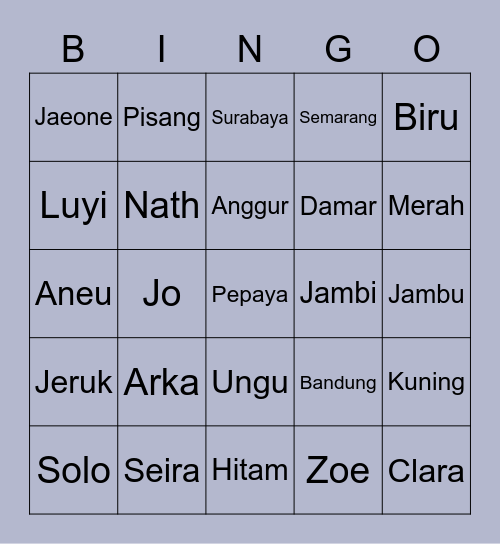 Arka bingo Card