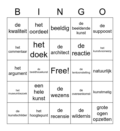 woordenschat bingo Card