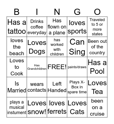 Get to Know Bingo Card
