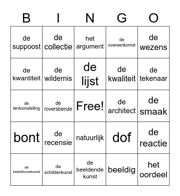 woordenschat bingo Card