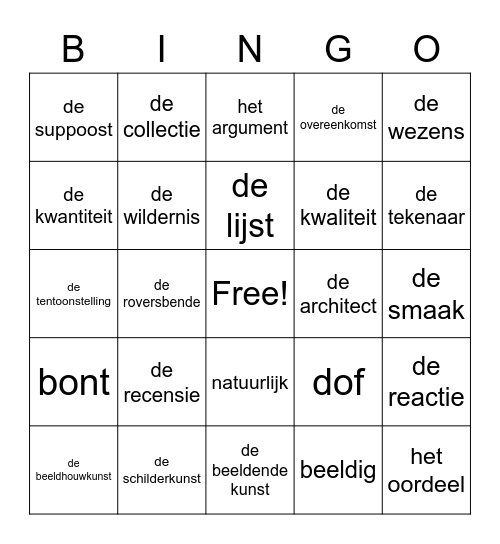 woordenschat bingo Card