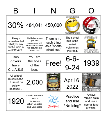 BUS Bingo Card