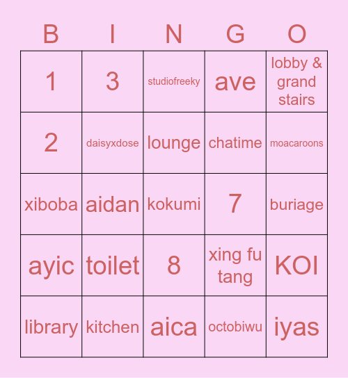 katherine’s bingo! Bingo Card
