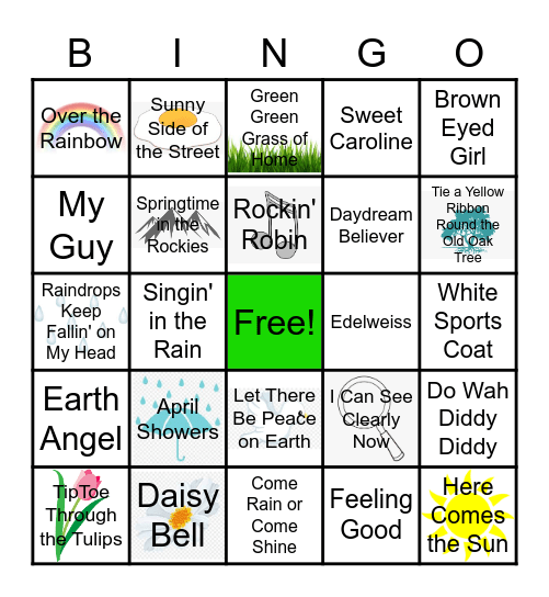 Springtime Music Bingo Card