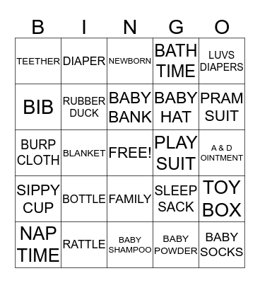 BABY SHOWER BINGO Card