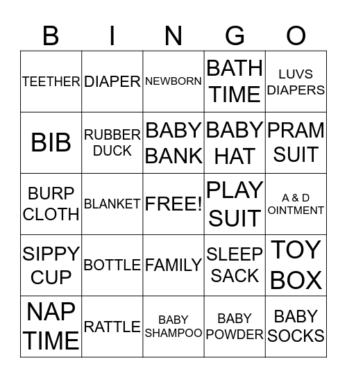 BABY SHOWER BINGO Card