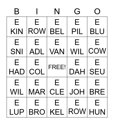 CALL NUMBER BINGO Card