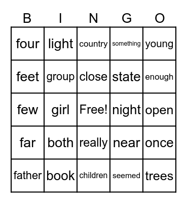 Fry #3 Bingo Card