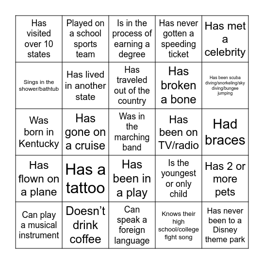 Icebreaker BINGO Card