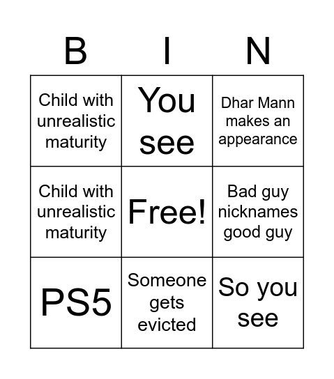 Dhar Mann Bingo Card