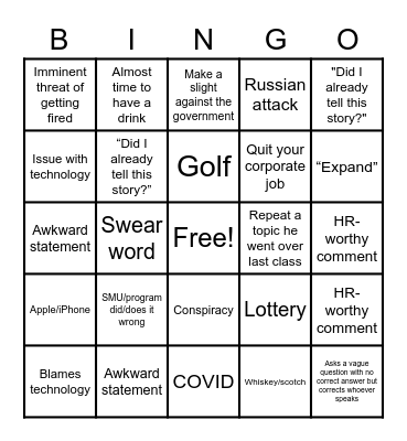 ME 7382 Bingo Card