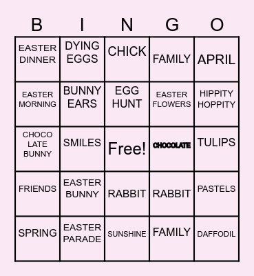 Easter Bingo Card