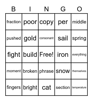 Fry #7 Bingo Card
