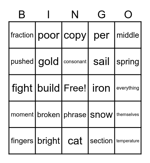 Fry #7 Bingo Card