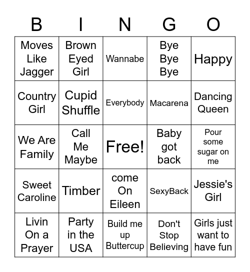 Music Bingo Card