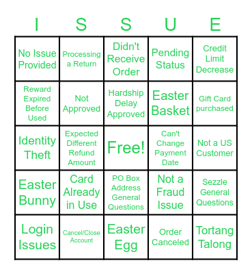 Zip Bingo Card