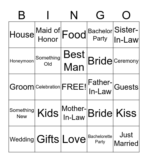DEEPA'S BRIDAL SHOWER Bingo Card