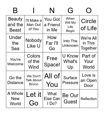 Guess That "Toon"- Disney Edition Bingo Card