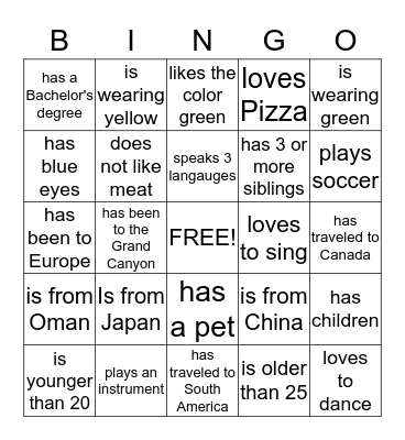 IELI Meet & Greet BINGO Card