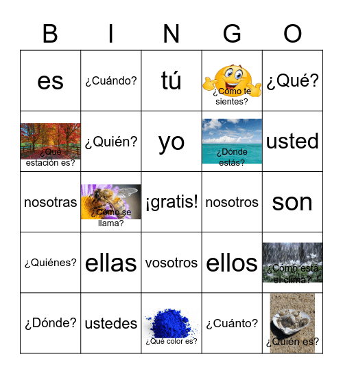 Los números y los pronombre verbo to-be Bingo Card