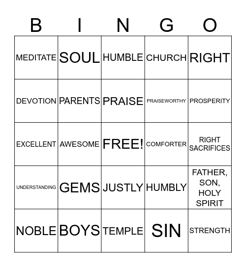 GEMS BINGO Card