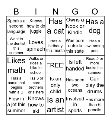 Find someone who: Bingo Card