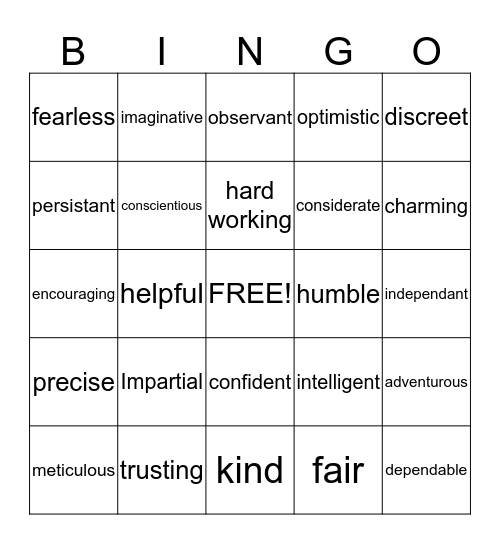 Who am I? Bingo Card