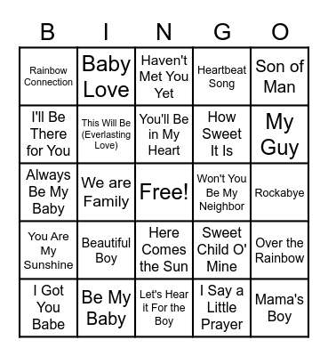Baby Shower Bingo Card