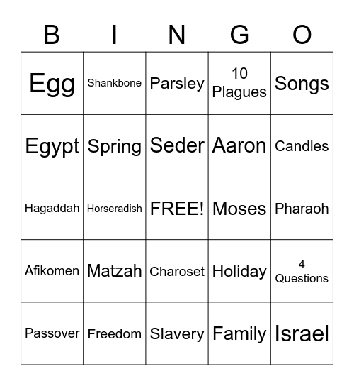 Passover Bingo! Bingo Card