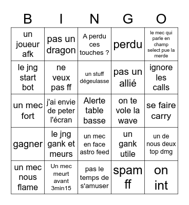 Bingo des sales merdes dépressives Bingo Card