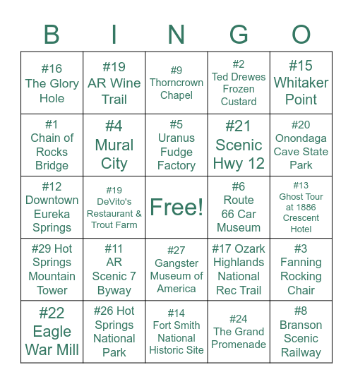 45th Anniversary OZARK Roadtrip BINGO Card