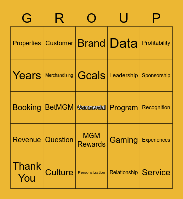 COMMERCIAL Bingo Card