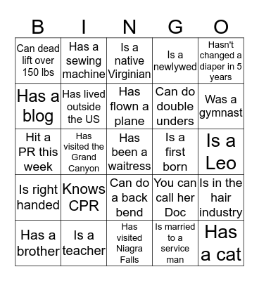 Don't Work Out With Strangers Bingo Card