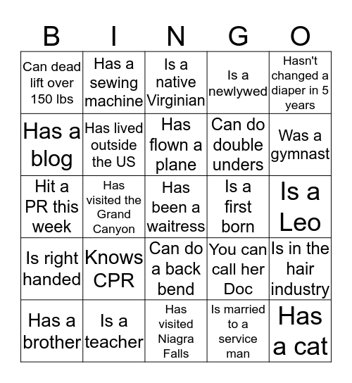 Don't Work Out With Strangers Bingo Card