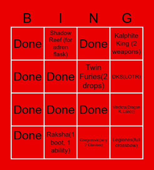 Rs3 Learner Bingo Card