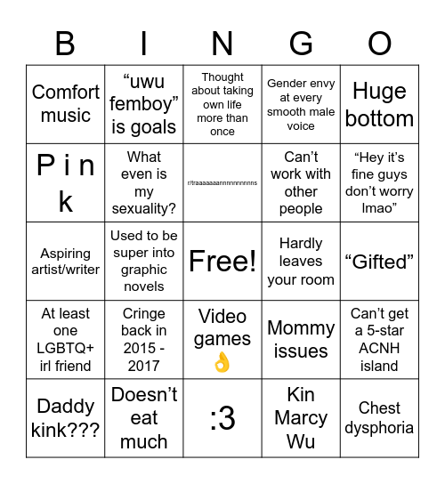 Me :) Bingo Card