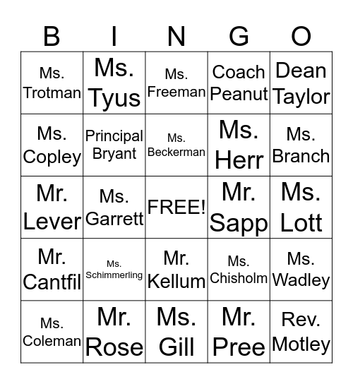 Anacostia STAFF Bingo Card