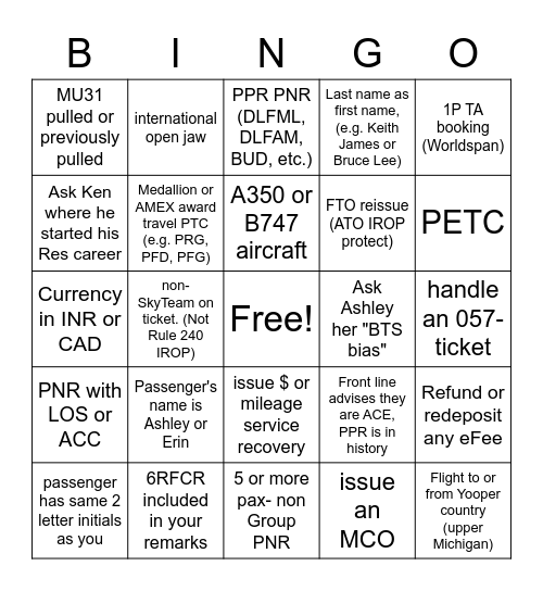 BINGO GTS week 3 Bingo Card