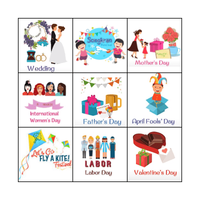 Festivals and Celebrations Bingo Card