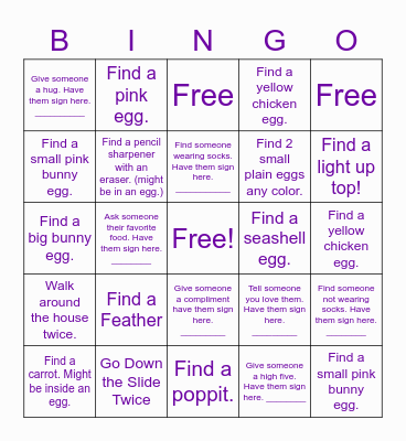 Easter Bingo Scavenger Hunt Bingo Card