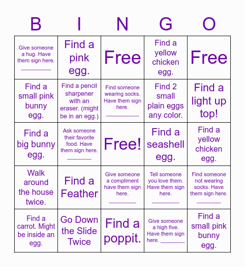 Easter Bingo Scavenger Hunt Bingo Card