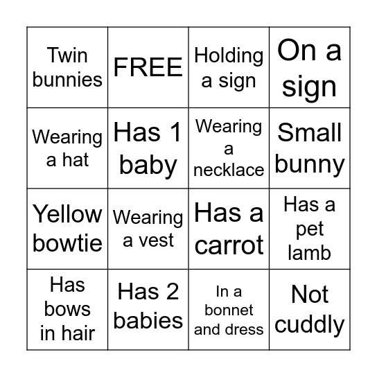 Bunny Bingo Card