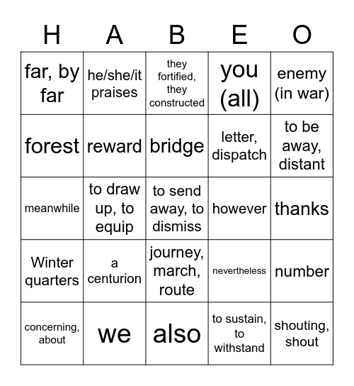 Semester 2 - Week 14 - Grammar Bingo Card