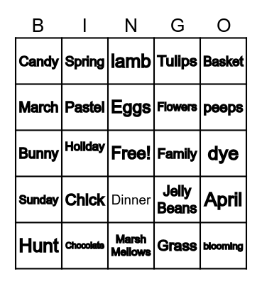 Easter Bingo Card